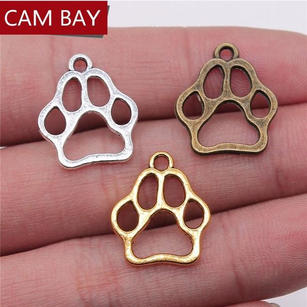 19x17mm 3 colori antichi oro argento bronzo ciondoli zampa di cane cava per la creazione di gioielli226J