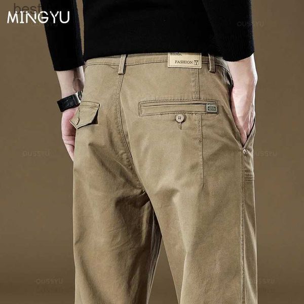 Calças masculinas novas calças de carga 97% algodão homens ao ar livre ajuste reto cor sólida trabalho moletom homem jogger macacão coreano casual calças l231212