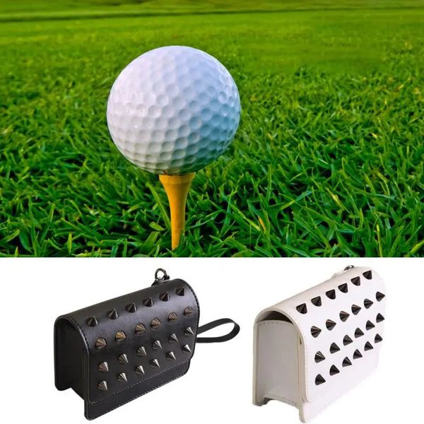 Sacos de golfe ao ar livre golf rangefinder caso de couro saco de armazenamento moda rebite coreano tendência rangefinder saco golfe 231212