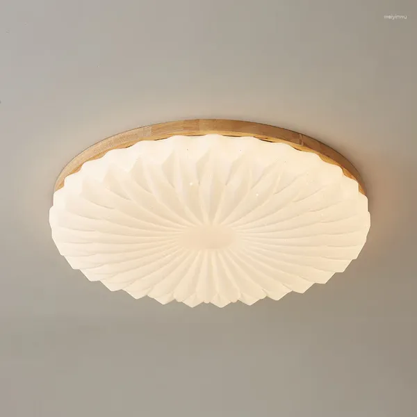 Luzes de teto Modern Simples Rubberwood PVC Lâmpada LED Quente Branco Escurecimento Quarto Sala de Estar Corredores Estrela Iluminação 480mm 380mm Luminária