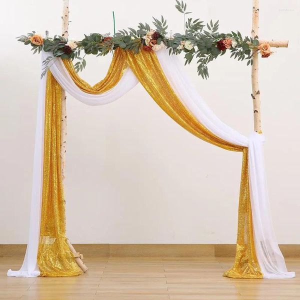 Decorazione per feste 2 pannelli Arco per matrimoni Tessuto drappeggiato Senza rughe Facile da appendere per cerimonie Decorazioni per interni ed esterni