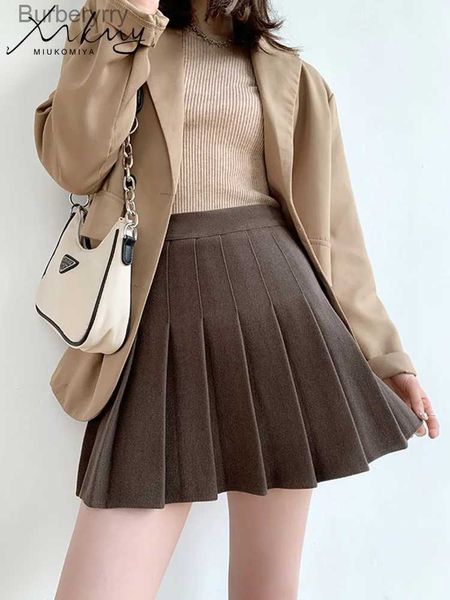 Saias de lã outono inverno saia para mulheres cintura alta mini saias de lã inverno escola curto tênis saias plissadas com shorts womenl231212