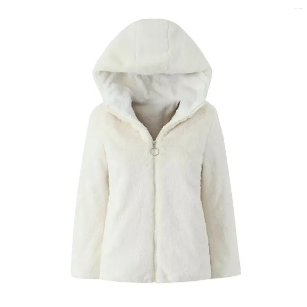 Trench da donna ZACK RAIN Giacca da donna in cotone 2023 Donna Casual Moda comoda maniche lunghe Solido bianco per felpa con cappuccio