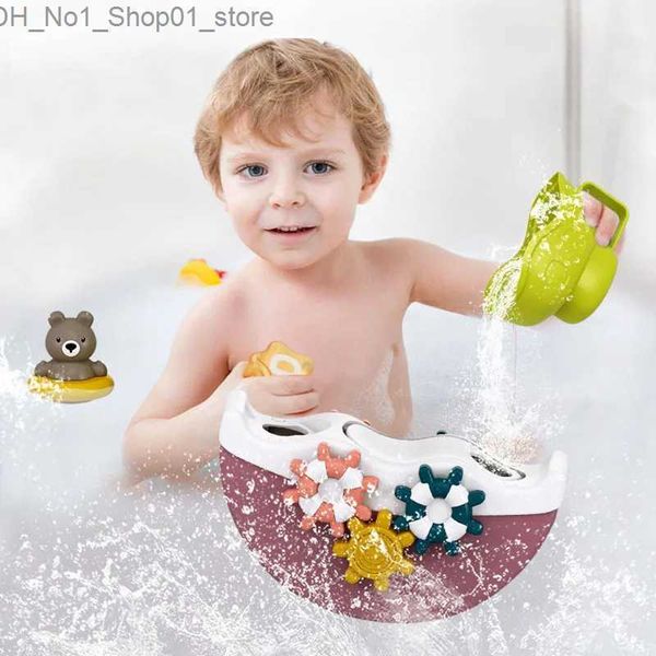 Badespielzeug, Baby-Badespielzeug, Boote, Bären-Set, Badewannenwand, Montessori-Spielzeug, frühe pädagogische sensorische Blöcke für Kinder, Badezimmer, Dusche, Wasserspielzeug Q231212