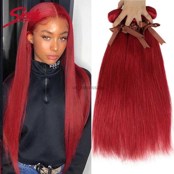 Perucas sintéticas elegante cor de cabelo vermelho e laranja peruano cabelo reto tecer pacotes de 8 a 28 polegadas 100% natural remy extensão de cabelo l240124