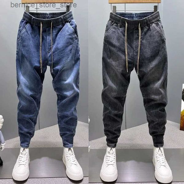 Jeans da uomo Casual Jeans sfumati grigi Moda Uomo Pantaloni larghi Hip Hop Harem Autunno Gioventù Pantaloni da jogging Pantaloni maschili Designer Streetwear Q231213