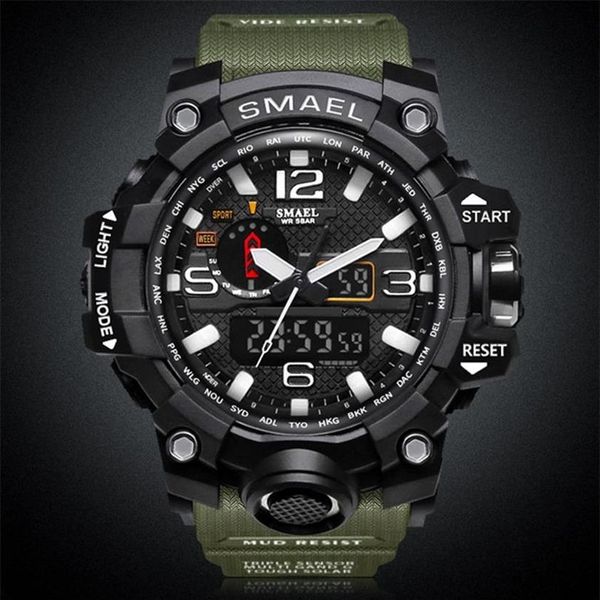 Smael marca masculina moda à prova dwaterproof água cronômetro analógico relógio de quartzo dos homens relógios do esporte casual relógio digital masculino relogio masculino 20350g