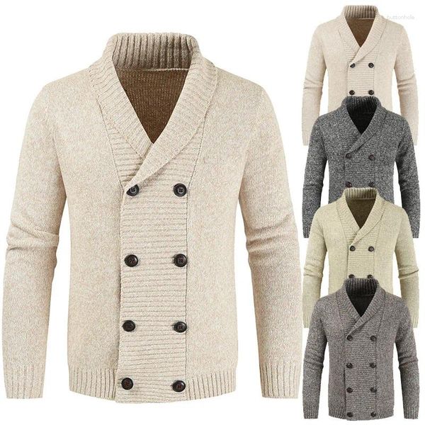 Camisolas masculinas plus size estilo casual manga comprida cardigan com decote em v com camisola espessada pelúcia solta elástica roupas de malha