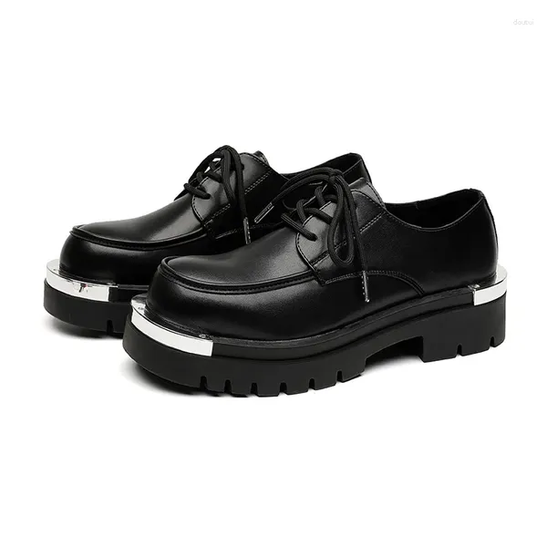 Kleid Schuhe Männer Plattform Oxfords Metall Dekor Derby Männlich Split Leder Casual Runde Kappe Formelle Mode Loafers