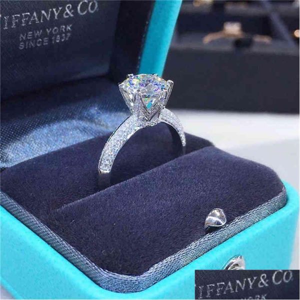 Anéis de casamento 1ct 3ct 5ct qualidade corte anéis de casamento cor alta clareza moissanite diamante anel de festa de aniversário para mulheres luxo 18k gol dhj3r