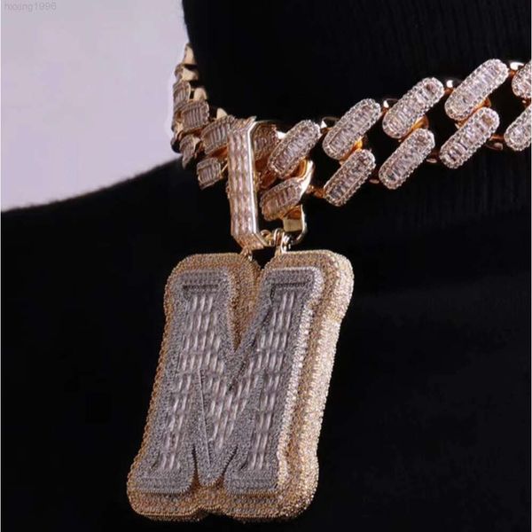 Uomini Vvs Moissanite catena cubana Sterling Sier lettera personalizzata collana pendente gioielleria raffinata
