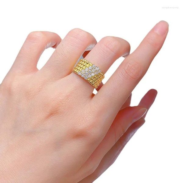 Anéis de cluster vintage 18k banhado a ouro 925 prata esterlina cheia de alto carbono diamante casamento noivado para mulheres festa jóias finas presentes