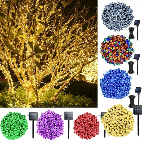 Stringhe Luci a stringa a LED ad energia solare Ghirlanda fata impermeabile per esterni per la luce del giardino di Natale di nozze nel patio