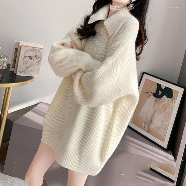 Frauen Pullover Puppe Neck Pullover Faul Stil Herbst Und Winter Verdickte Koreanische Version Große Größe Lose Stricken Frau