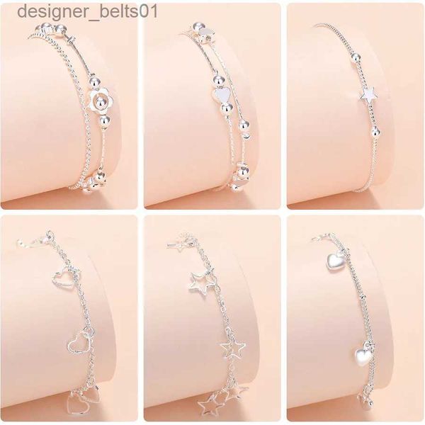 Charme Pulseiras 925 Sterling Silver Mulheres Coração Estrela Cadeia Pulseira Para Mulheres Jóias De Luxo Presentes de Natal Frete Grátis GaaBouL231214