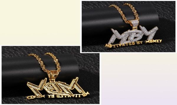 Männer Strings ECED BLING CZ 18K GLOTTEM MBM MOTIKATIERT durch Geld Brief Anhänger Halskette Hip Hop Schmuckkette Geschenke6109064