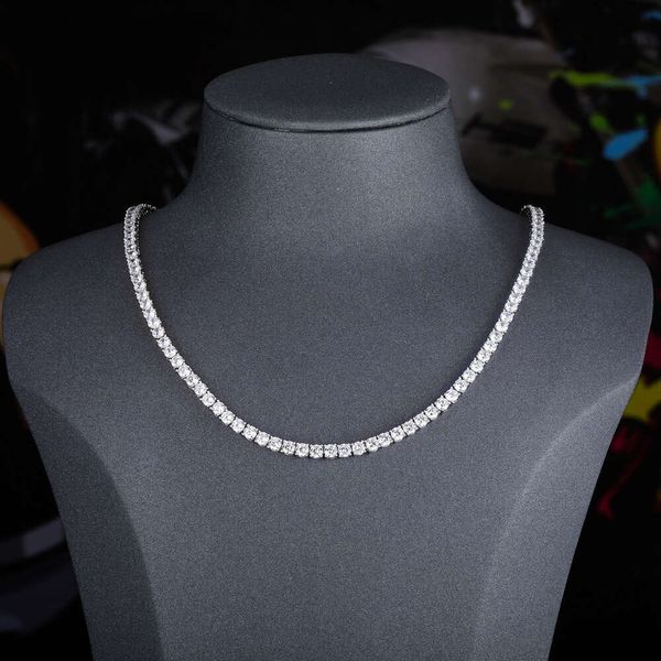 Модное ожерелье из стерлингового серебра 925 пробы, 18-каратное золото с бриллиантами, теннисная цепочка, 3/4/5 карата, выращенное в лаборатории бриллиантовое ожерелье для мужчин