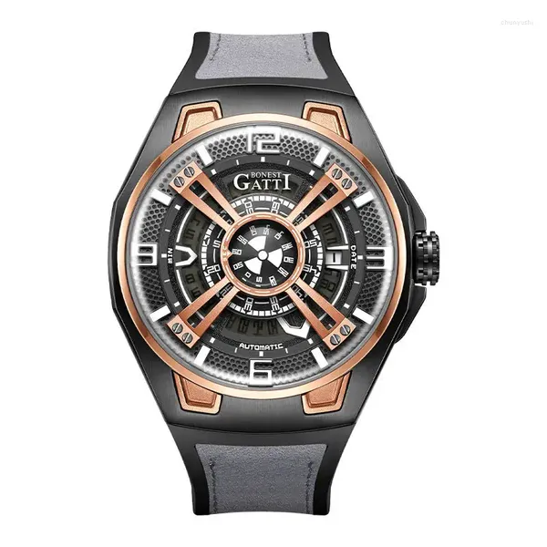 Armbanduhren Automatische mechanische Armbanduhr für Männer Blau Herrenuhren Roségold Edelstahlgehäuse Wasserdicht Hohe Qualität Reloj Hombre