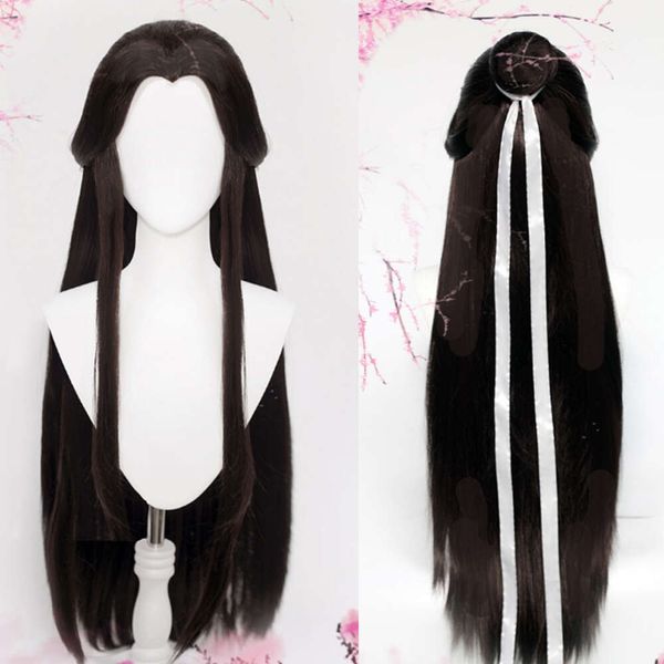 Anime céu bênção oficial cosplay xie lian peruca cabelo preto tian guan ci fu hanfu perucas homens adereços de halloween