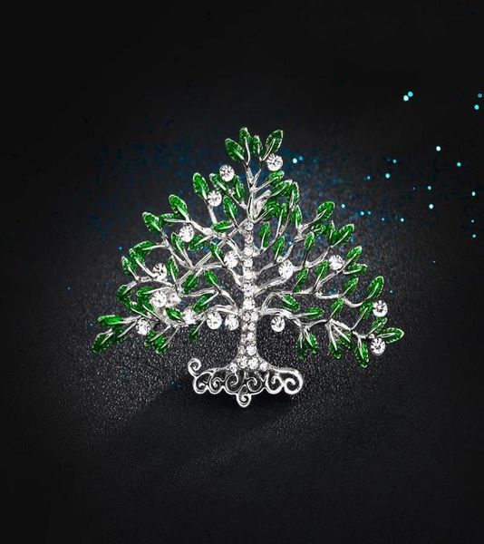 Pinos broches de luxo feminino cristal desejando árvore broche charme ouro prata cor jóias para mulheres bonito pino vestido casaco acessórios1179456