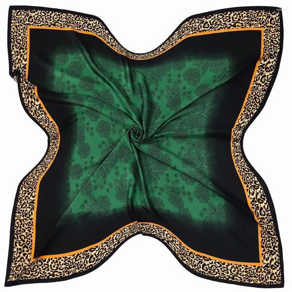 Lenços de estilista de 130 cm de moda moda de leopardo verde impressão feminina decorativa feminina All-Match Silk Shawl grande toalha quadrada de praia