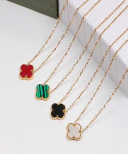 Colar de designer de luxo feminino moda flores quatro folhas trevo cleef pingente colar 14k ouro colares jóias link16249372