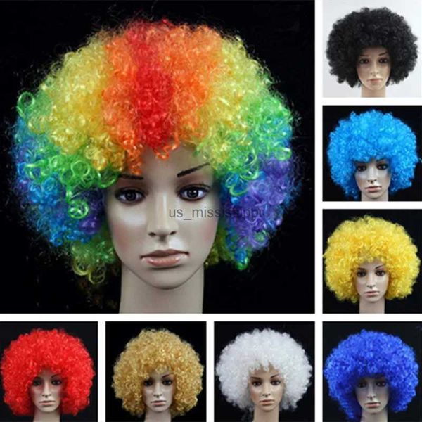 Cosplay Perruques Ondulés Bouclés Rond Explosion Cheveux Perruque Cosplay Danse Postiche Coloré Drôle Clown Afro Coiffure Moelleux Explosive Tête PartyL240124