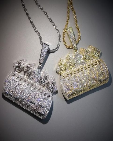 Iced Out Letters IN CASH WE TRUST Ожерелье с подвеской для мужчин и женщин Micro Pave Цирконовые ожерелья Хип-хоп Ювелирные изделия 2012164015186