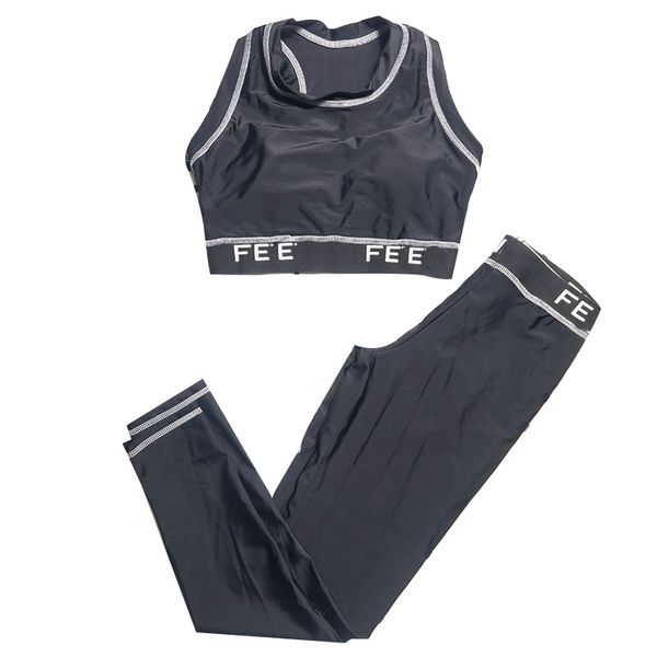 Set da yoga da donna senza maniche, completo da fitness, gilet da yoga con collant da yoga imbottito, leggings, set da due pezzi