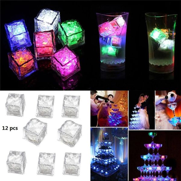 Wasserdichte LED-Eiswürfel-Party-Lichter, mehrfarbig, blinkend, leuchtet im Dunkeln, Eiswürfel, Bars, Hochzeit, Geburtstag, Weihnachten, Festival, Party-Dekoration