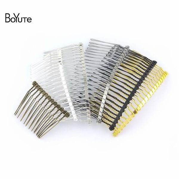 BoyuTe 10 peças vintage feito à mão faça você mesmo pente de fio de metal base de pente de cabelo 6 cores banhado feminino acessórios de joias de cabelo diy preto 196T