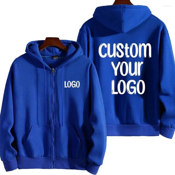 Jaquetas masculinas Autum Inverno Zipper Jaqueta Casual Streetwear Hoodie Personalizado Seu Logotipo Homens Com Capuz Hoodies Casacos Mulheres Casaco Solto