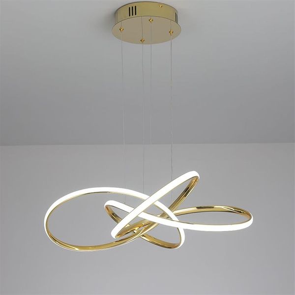 Lampade a sospensione moderne a led moderne placcate in oro cromato per sala da pranzo cucina Lampada a sospensione a led 90-260V318t