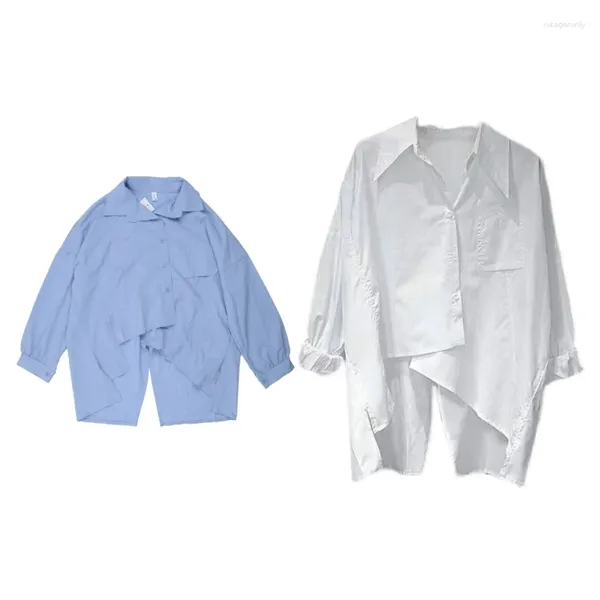 Женские блузки, хлопковая рубашка, белая свободная рубашка с рукавами «летучая мышь», женская рубашка с разрезом сзади, Прямая поставка