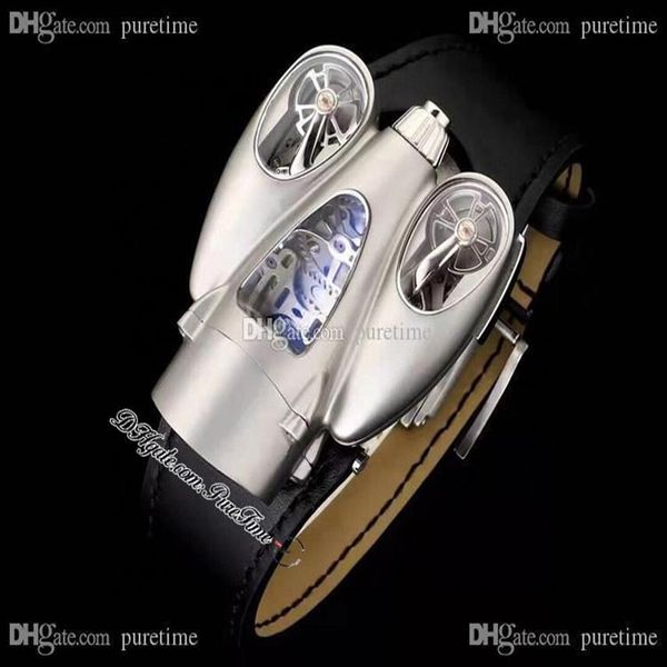 MBF HM9 Flow Titanstahl Horological Machine Schweizer Quarz-Herrenuhr übernimmt aerodynamische Prinzipien Skelett schwarzes Zifferblatt Leder232e