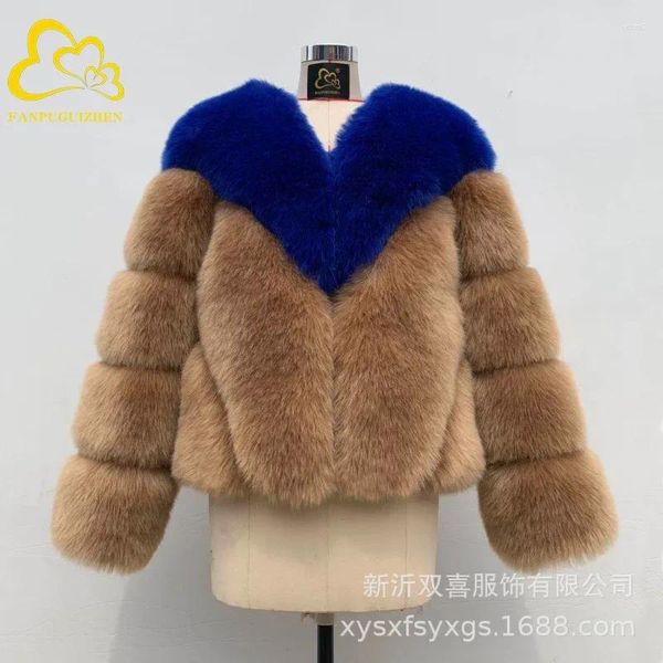 Pelliccia da donna all'ingrosso Haining Cappotto autunnale e invernale Colore abbinato Imitazione casual coreana