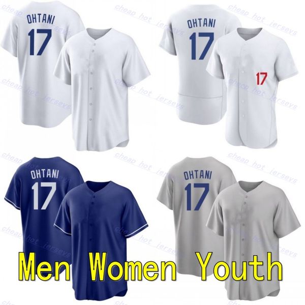 Masculino feminino jovem shohei ohtani camisa de beisebol azul branco cinza costurado tamanho S-3XL