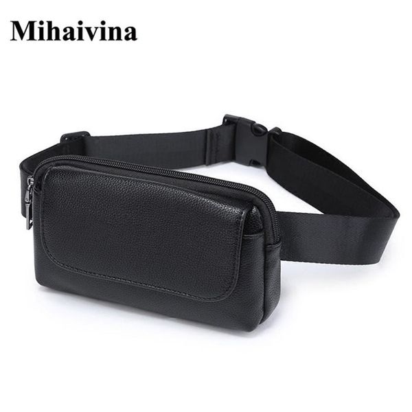 Ganze Mode Frauen Taillenbeutel schwarze Damen PU Leder Belt Travel Packs Beutel Telefon kleine Taschen Mihaivina 211006260z