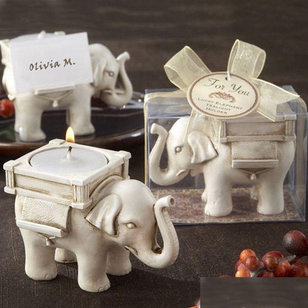 Portacandele Portacandele creativi con elefante Candeliere in resina animale Decorazione per la casa di nozze Ornamenti Regalo di festival Consegna di goccia Dhm6Y