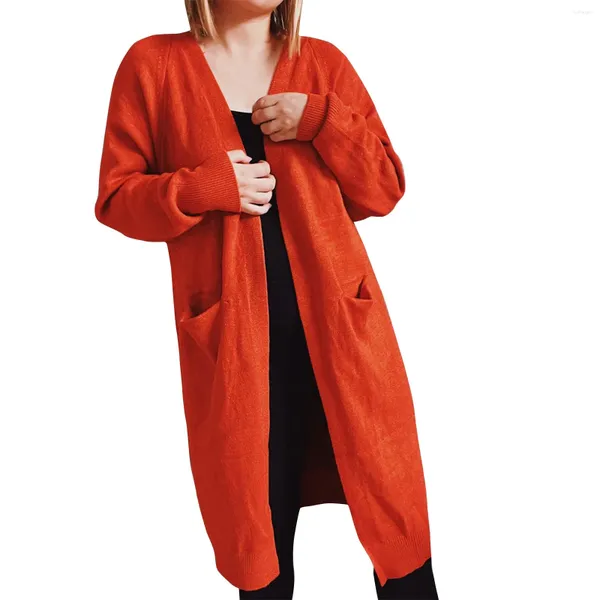 Женские куртки Негабаритный длинный кардиган Женский осенне-зимний вязаный свитер с рукавами Пальто Женский корейский модный однотонный повседневный свободный трикотаж