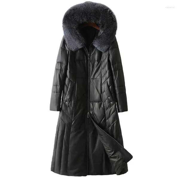 Frauen Leder 2023 Unten Jacke Winter Echtem Schaffell Echtpelz Kragen Mäntel Mit Kapuze Monteau Femme Sqq1226