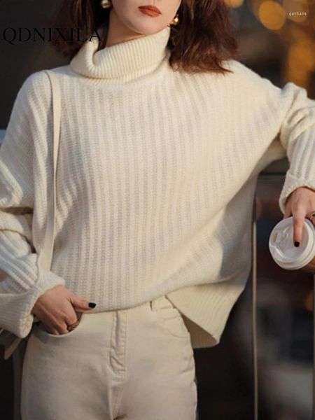 Maglioni da donna Maglione in pullover Autunno Inverno Stile coreano Allentato Casual Dolcevita Top a maniche lunghe Maglieria Abbigliamento per donna