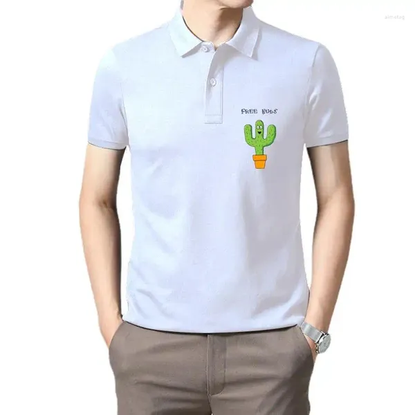 Herren Polos Free Hugs Cactus Lustiges T-Shirt für Russland Happy Green Plant Bonsai T-Shirt Videospiel Geburtstagsgeschenk Schönes T-Shirt Junge