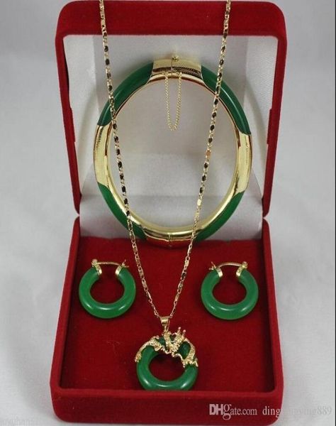 Schmuck verkaufen neue neueste Modeschmuck grüne Jade Halskette Anhänger Ohrringe Armbänder8076736