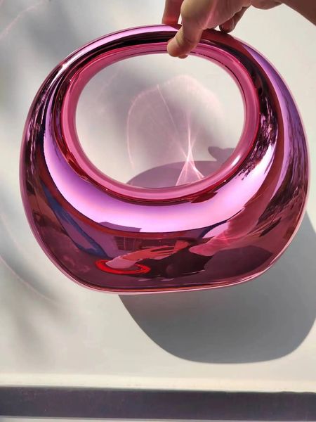 Abendtaschen 2024 Großhandel Luxus Acryl Pink Metallic Hobo Stilvolle Clutch-Tasche Geldbörse ohne Kette 231212