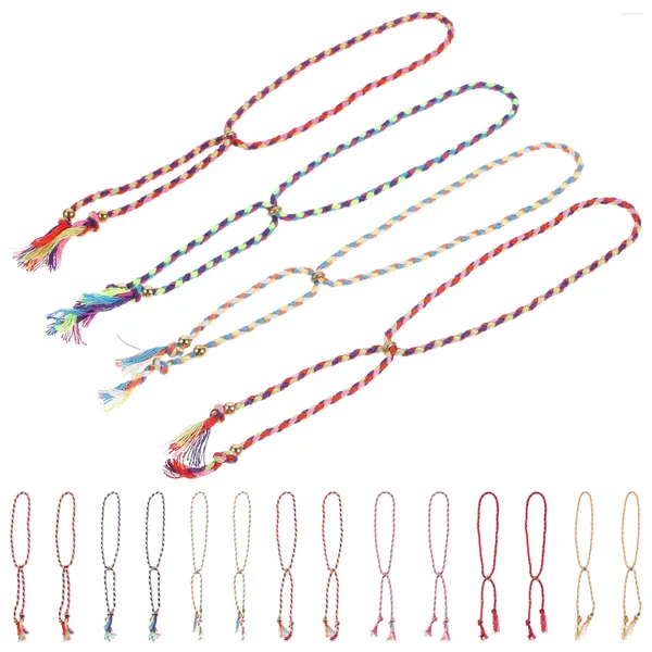 Charme Pulseiras 28 Pcs Corda Pulseira Presente Masculino Mão Strap Cabo Grânulos de Cobre Para Presentes Namorado Mulheres