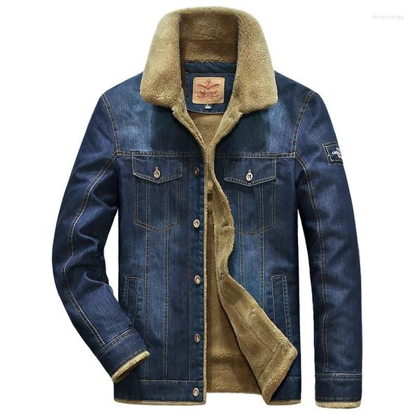 Jaquetas masculinas 2023 lã de inverno grossa jaqueta térmica multi bolso denim casaco homens roupas para baixo tamanho L-6XL