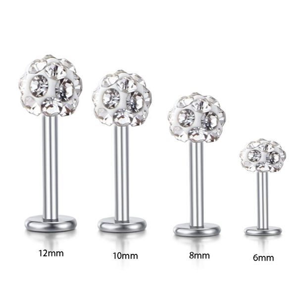 Ganzkörperschmuck Labret-Ringe Edelstahl Shaballa Kristall Discokugel Lippenpiercing-Schmuck 16G Lippenring 30 Stück3691140