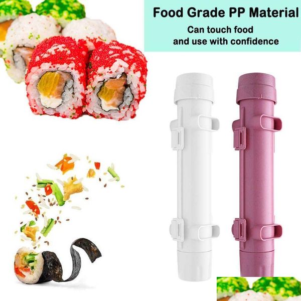 Ferramentas de sushi novo 1 pc diy sushi fazendo hine ferramenta de cozinha fabricante rápido bazuca japonês rolou arroz molde de carne bento acessórios drop deliv dh7s6