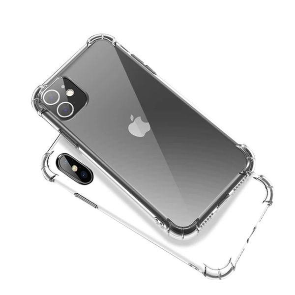 Quatro cantos anti-queda transparente caixa de telefone móvel para iphone 15 14 13 12 11 pro max 7 8 x xs samsung s24 à prova de choque macio tpu capa clara